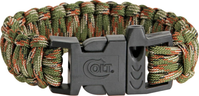 Colt Tactical S.P.E.A.R. Survival Bracelet double weave 1in release buckle 7.375in dia 10.5in cord woodland camo - Colt