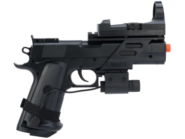 Colt Licensed MK IV Spring Powered Airsoft Pistol w/ Laser and Red Dot Target Package Black Small 18366 / 18356 - Colt