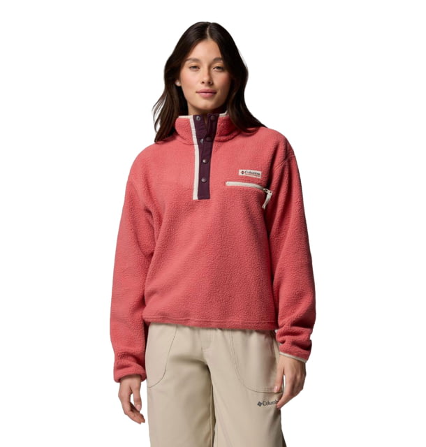 Columbia Helvetia II Cropped Half Snap Fleece - Women's Washed Red/Moonvista/Dark Stone Extra Small