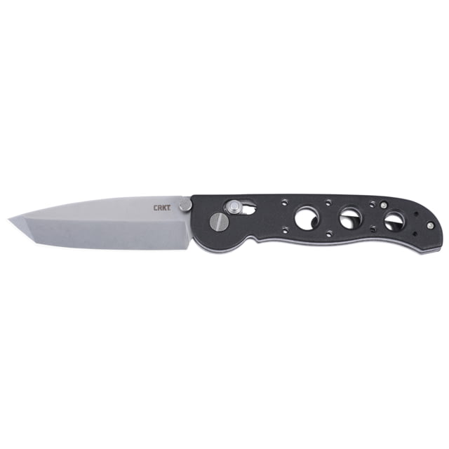 Columbia River Knife & Tool Folding Knife 3.11" Tanto Blade D2 Blade Steel 7.38" Overall Length Stonewashed Finish Silver Black Grivory Handle