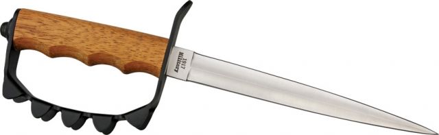 Combat Ready 1917 Trench Knife 8in Sharpened Double Edged Dagger Brown Wood Handle - Combat Ready