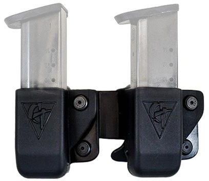 Comp-Tac Twin Belt Clip Mag OWB Kydex Size 23 - HK P30 P30L VP9 VP40 P2000 UPS .40/9 Steel Left Hand Black - Comp-Tac