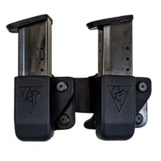 Comp-Tac Twin Belt Clip Mag OWB Kydex Size 10 - 1911 Double HK USP 9/40/45 Poly Walther PPQ .45 Left Hand Black - Comp-Tac