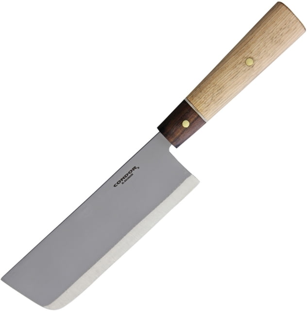 Condor Tool and Knife Kondoru Kitchen Nakkiri Knife Kitchen Knives 11.75in Overall 6.5in 1095Hc Steel Blade Blasted Satin Blade Hickory And Walnut - Condor Tool And Knife