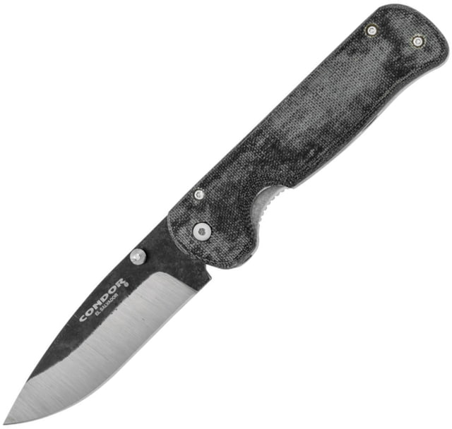 Condor Krakatoa Linerlock Army Green Folding Knife 3.5" natural finish 1095HC steel blade Green canvas micarta handle - Condor Tool And Knife