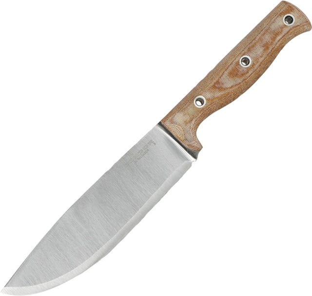 Condor Tool and Knife Low Drag Knife 11.5in Overall 6.5in Satin 1075Hc Steel Blade Natural Canvas Micarta Handle Brown Leather Sheath - Condor Tool And Knife