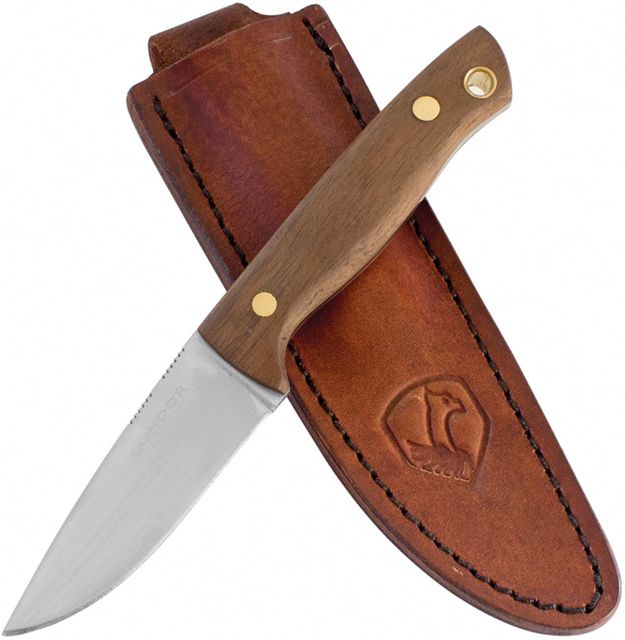 Condor Tool and Knife Mayflower Knife Fixed Blade Knife 3.25in 440C Steel Drop Point Satin Natural Canvas Micarta Handle - Condor Tool And Knife