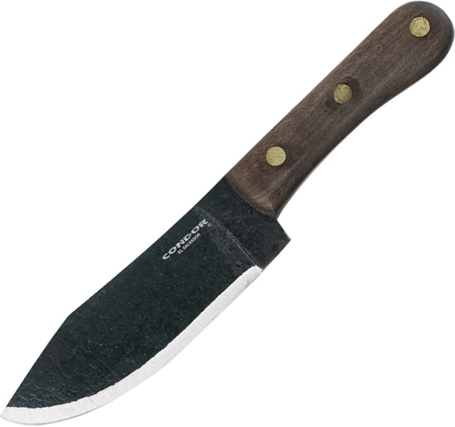 Condor Tool and Knife Mini Hudson Bay Knife 8.88in Overall 4.88in Condor Classic Finish 1075Hc Steel Drop Point Walnut Handle Black Leather Sheath