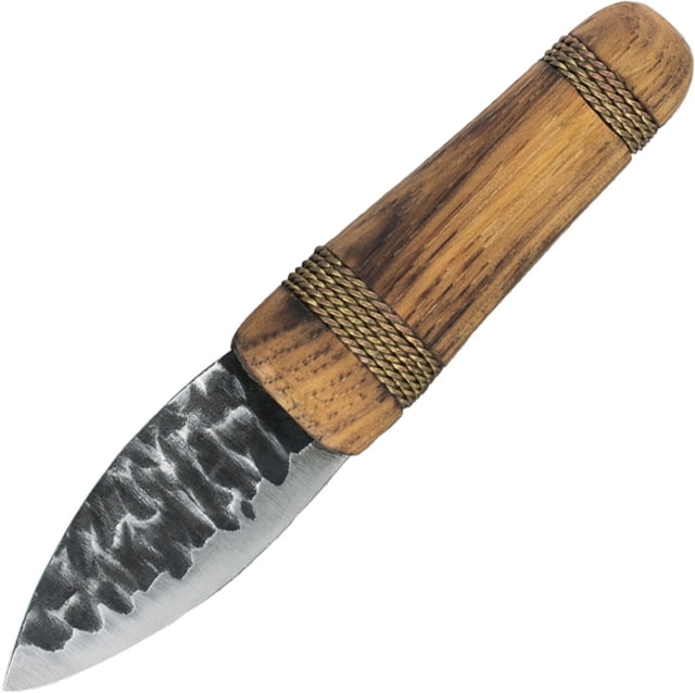 Condor Tool and Knife Otzi Knife 5.5in Overall 2.25in Hand Forged 1095Hc Steel Blade American Hickory Handle With Recessed Wire Wrapping Brown Leather