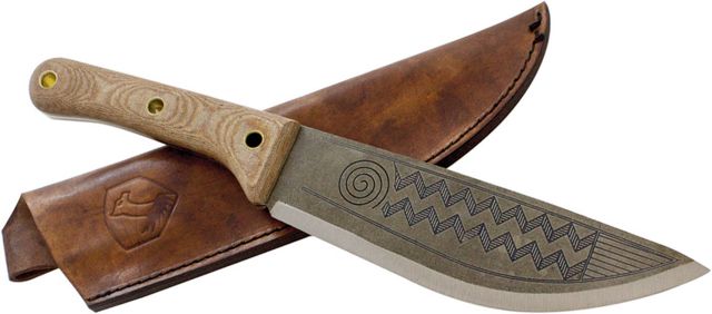 Condor Tool and Knife Primitive Nomad Knife Fixed Blade Knife 8.5in 1075HC Steel Drop Point Satin Natural Canvas Micarta Handle - Condor Tool And Knife