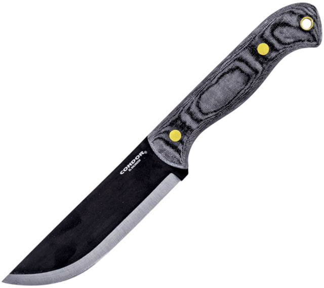 Condor SBK Knife 5.25" black powder coated 1075HC steel blade Black linen micarta handle - Condor Tool And Knife