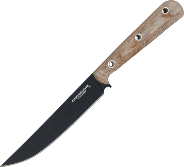 Condor Tool and Knife Skirmish Knife 10.5in Overall 5.5in Black Traction Coated 1075Hc Steel Blade Natural Canvas Micarta Handle Black Kydex Molle