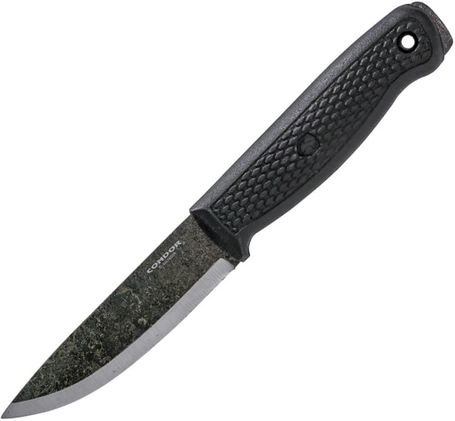 Condor Terrasaur Fixed Blade Black Knife 4.13" natural finish 1095HC steel blade Black polypropylene handle - Condor Tool And Knife