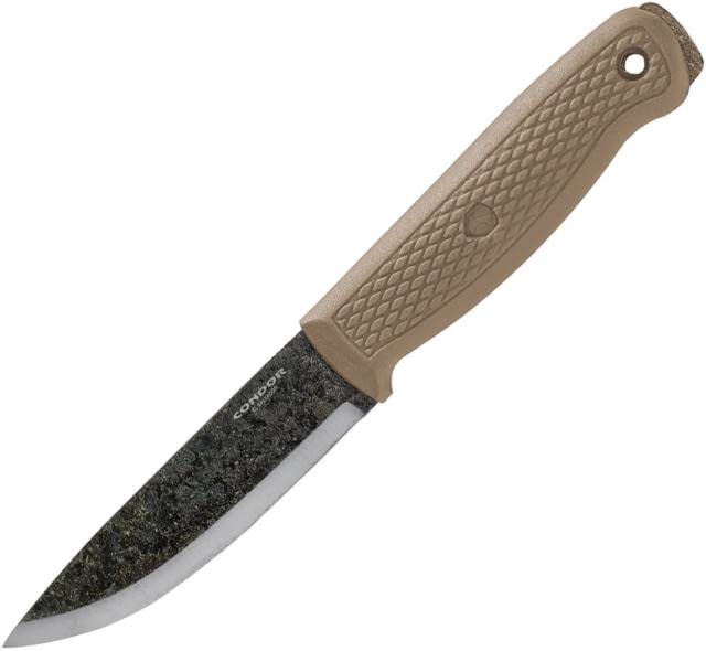 Condor Terrasaur Fixed Blade Desert Knife 4.13" natural finish 1095HC steel blade Desert tan polypropylene handle