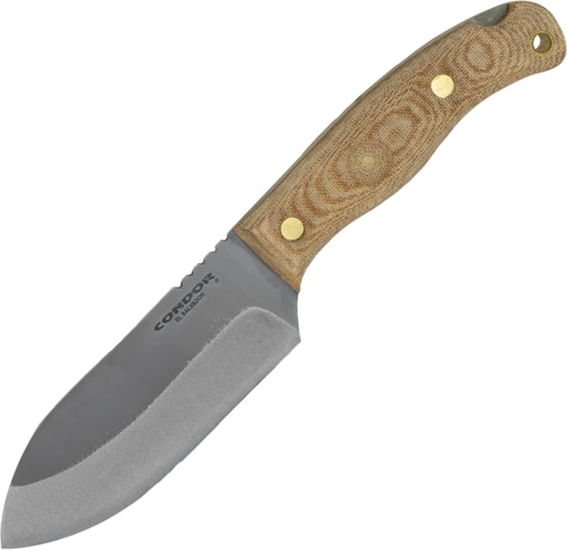 Condor Tool and Knife Toki Knife 9.25in Overall 4.5in Blasted Satin 1075Hc Steel Drop Point Natural Canvas Micarta Handle w/ Concave Notch And 90