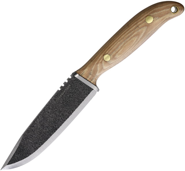 Condor Tool and Knife Austral Fixed Blade Knife 9in Overall 4.63in Natural Finish Scandi Grind 1095HC Steel Blade Burnt American Hickory Handle Brown - Condor Tool And Knife