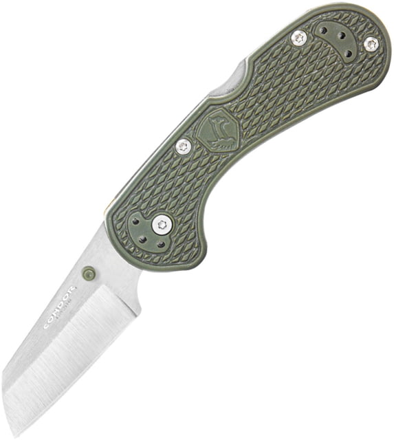 Condor Tool and Knife Cadejo Lockback Folding Knife 3.88in Closed 2.88in Satin 14C28N Sandvik Stainless Cleaver Blade Green Textured Zy-Ex Handle - Condor Tool And Knife