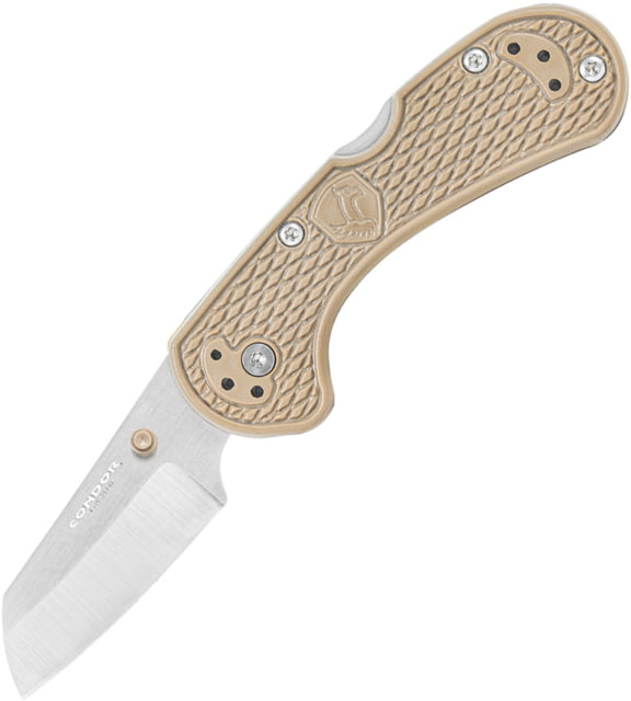 Condor Tool and Knife Cadejo Lockback Folding Knife 3.88in Closed 2.88in Satin 14C28N Sandvik Stainless Cleaver Blade Tan Textured Zy-Ex Handle - Condor Tool And Knife