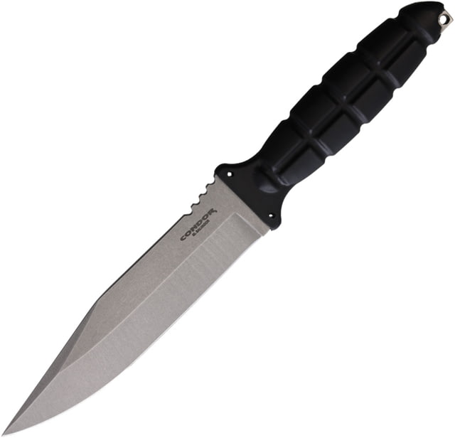 Condor Tool and Knife Escort Fixed Blade Knife 11.25in Overall 6.25in Satin Flat Ground 420HC Stainless Steel Blade Black Sculpted Polypropylene - Condor Tool And Knife
