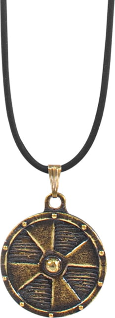 Condor Tool and Knife Viking Forest Shield Necklace 1.25in Diameter Antique Silver Finish Cast Metal Shield Leather Cord