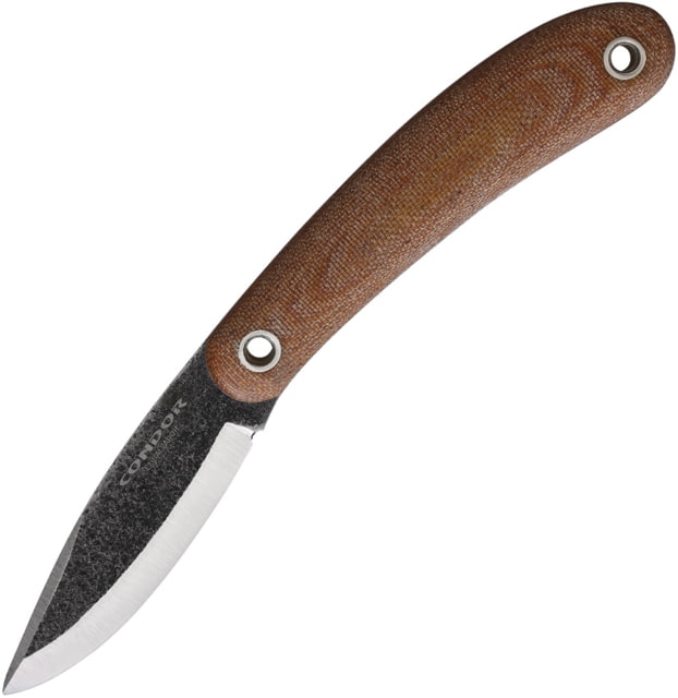 Condor Tool and Knife Zolya Fixed Blade Knife 7.25in Overall 3in Natural Finish Scandi Grind 1095HC Steel Blade Brown Micarta Handle Brown Leather