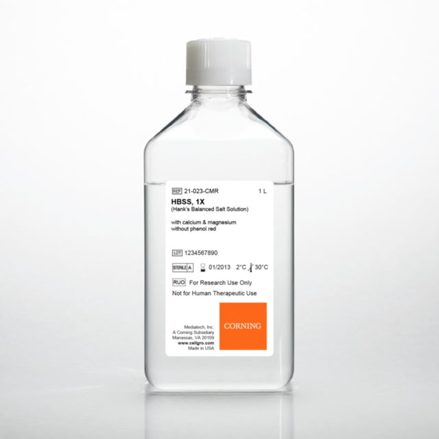Corning cellgro Balanced Salt Solutions Corning Hanks' Balanced Salt Solution HBSS Solution With Calcium Magnesium And Without Phenol Red