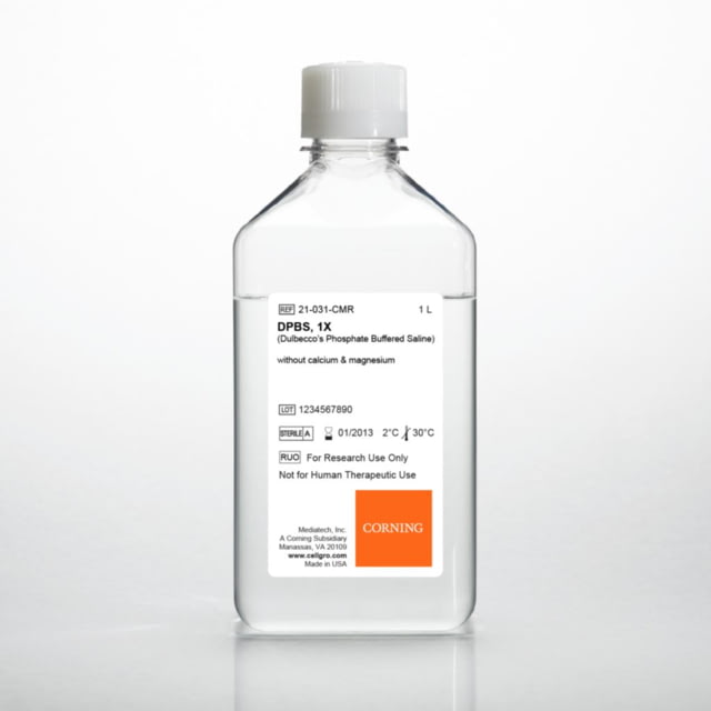 Corning cellgro Balanced Salt Solutions Corning Dulbecco's Phosphate-Buffered Saline DPBS Solution Without Calcium And Magnesium Sterile