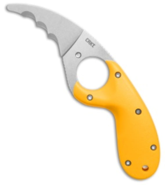 Crkt CRKT Bear Claw Fixed Blade Knife Yellow GRN 2.4" Stonewash Serrated AUS-8 Yellow AUS-8 adult BHQ-226902