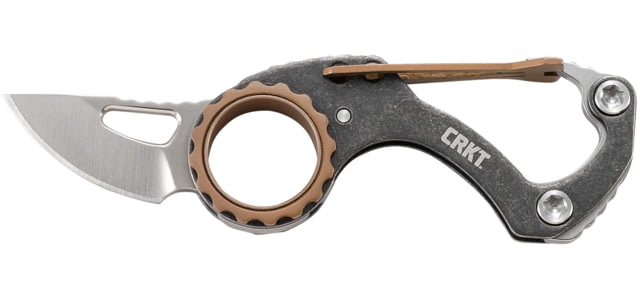 CRKT Compano Carabiner Folding Knife 1.42in High Carbon Stainless Steel Blade Drop Point Blade Stainless Steel Handle