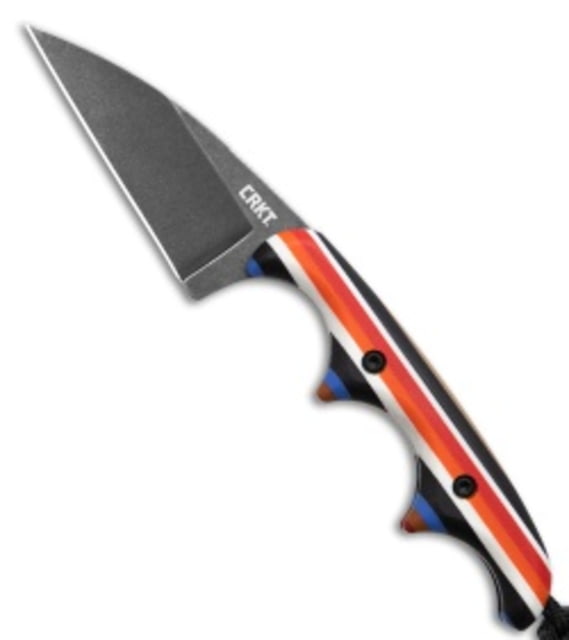 Crkt CRKT Minimalist Wharncliffe Fixed Blade Knife Layered G-10 2" Black SW D2 Black/Red/White D2 adult BHQ-226897