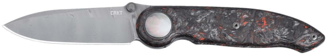 CRKT Pursue Folding Knife 3.15in Damascus Drop Point Blade Black/Orange G10 Handle