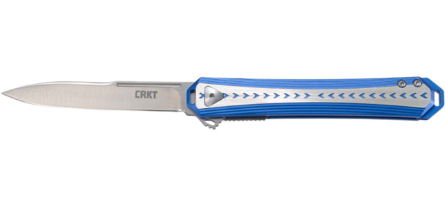 CRKT Stickler Linerlock Assisted Opening Folding Knife 3.38in 12C27 Spear Point Blue/Silver Aluminum