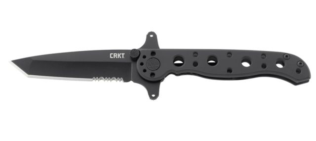 CRKT M16 Stainless Special Forces - Dual Flippers Tanto Combo Edge Black Handle Black Oxide Blade Framelock - Crkt