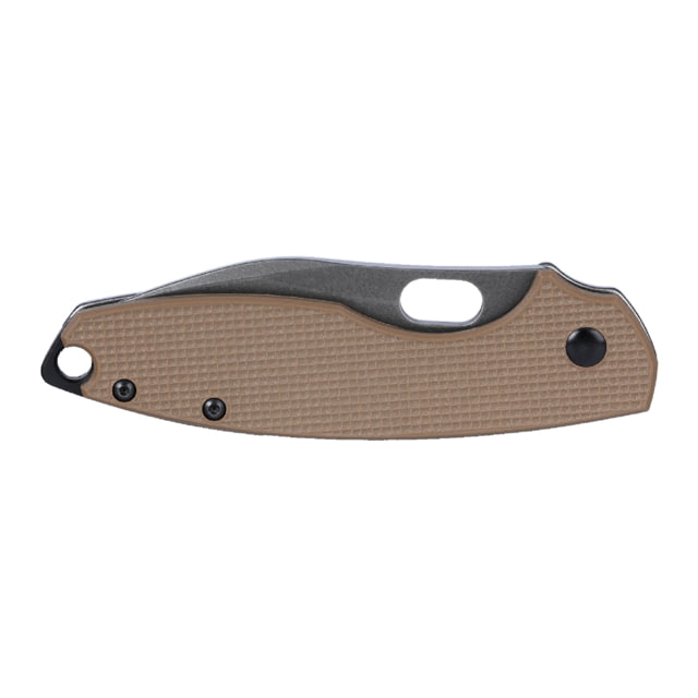 CRKT Pilar III Folding Knife Stonewashed Finish Silver Brown G-10 Handle Plain Edge 2.97 Blade Length D2 Steel Frame Lock - Crkt