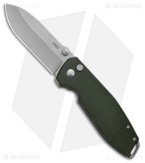 CRKT Squid XM Folding Knife 2.95in D2 Drop Point Blade Micarta Green Handle Steel/Green 7.03in BHQ-210137