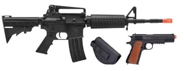 Crosman Defender Strike Kit w/ M4 Style Airsoft Rifle/ Airsoft Pistol Black - Crosman