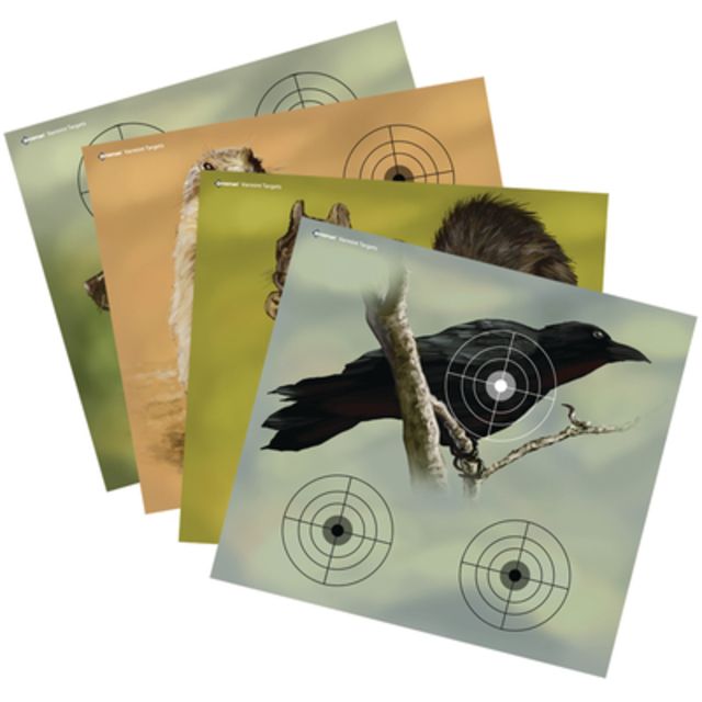 Crosman Varmint Paper Target Full Color 9.75x9 Inch 20 Per Pack 5 each of 4 designs