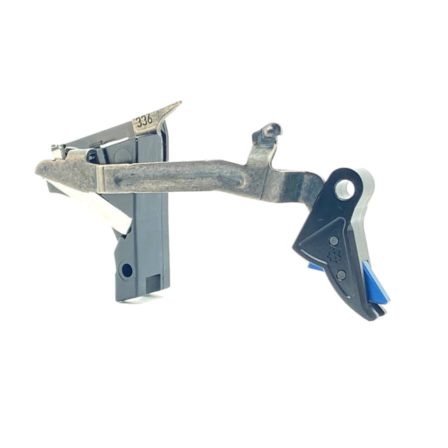 Cross Armory Glock Gen 1-3 Enhanced Flat Faced Trigger w/ Bar Drop-in Shoe/3.5 Spring 9mm Aluminum/Blue Safety Black/Blue Small - Cross Armory