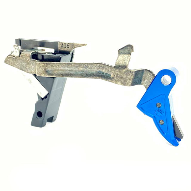Cross Armory Glock Gen 1-3 Enhanced Flat Faced Trigger w/ Bar Drop-in Shoe/3.5 Spring 9mm Aluminum/Black Blue/Black Small - Cross Armory