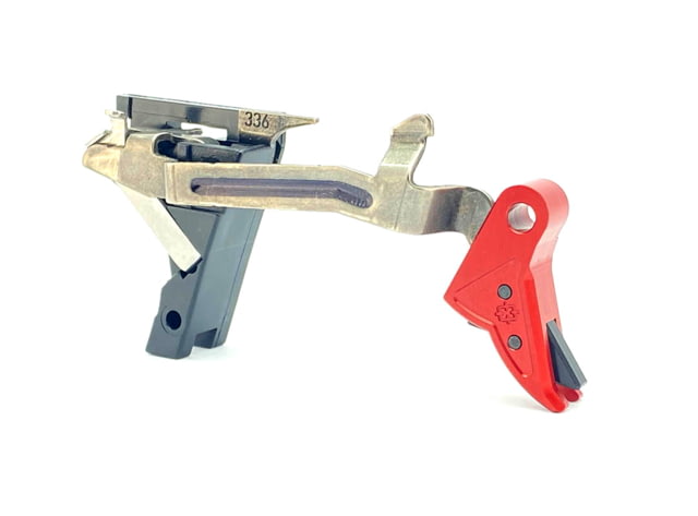 Cross Armory Glock Gen 1-3 Enhanced Flat Faced Trigger w/ Bar Drop-in Shoe/3.5 Spring 9mm Aluminum/Black Safety Red/Black Small - Cross Armory