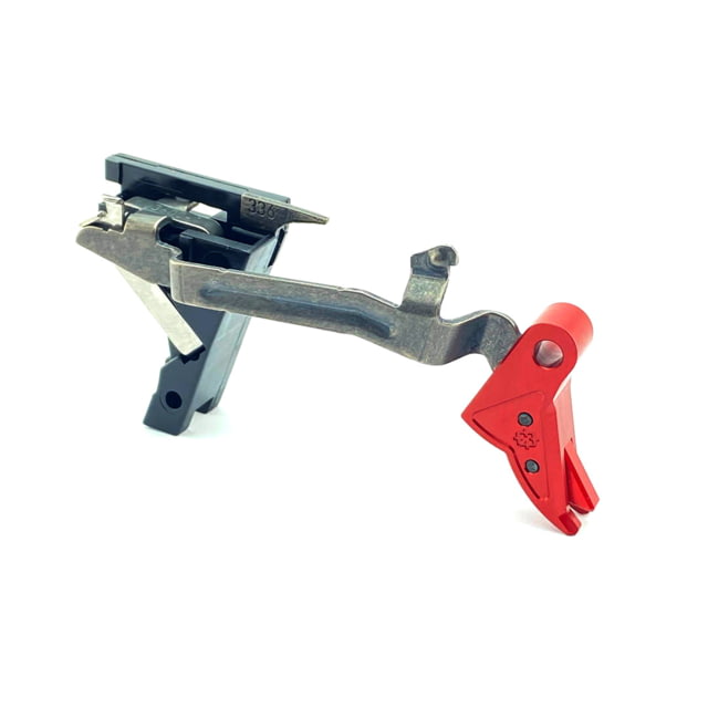 Cross Armory Glock Gen 1-3 Enhanced Flat Faced Trigger w/ Bar Drop-in Shoe/3.5 Spring 9mm Aluminum/Red Safety Red/Red Small - Cross Armory