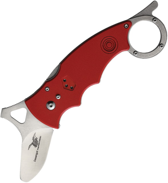 CSSD/SC Bram Frank Design Desangut Folding Knife 2" satin finish unsharpened 8Cr13MoV stainless bla Red G10 handle - Cssd/Sc Bram Frank Design