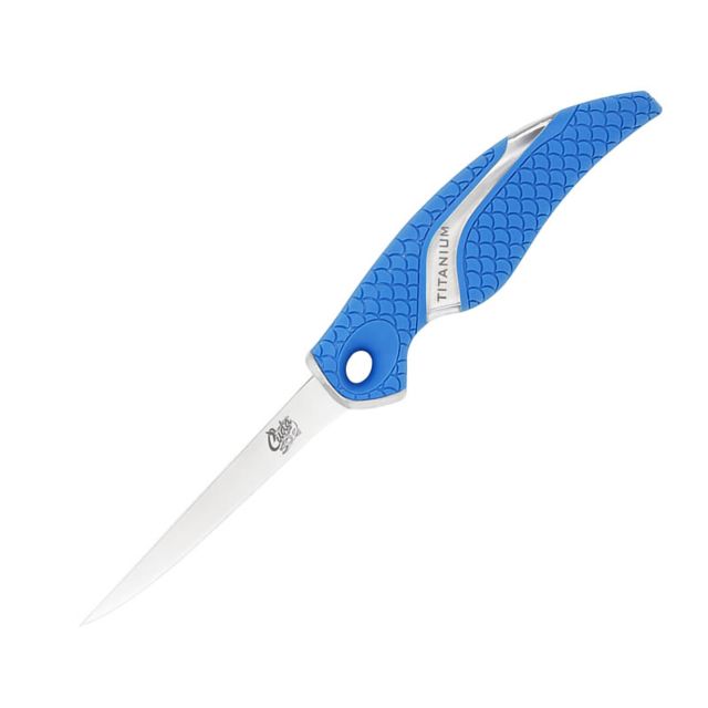 Cuda 4in Titanium Bonded Fillet Knive German 4116 Corrosion Resistant Stainless Steel Blade Non-Slip Cuda Scale Pattern Grips - Cuda