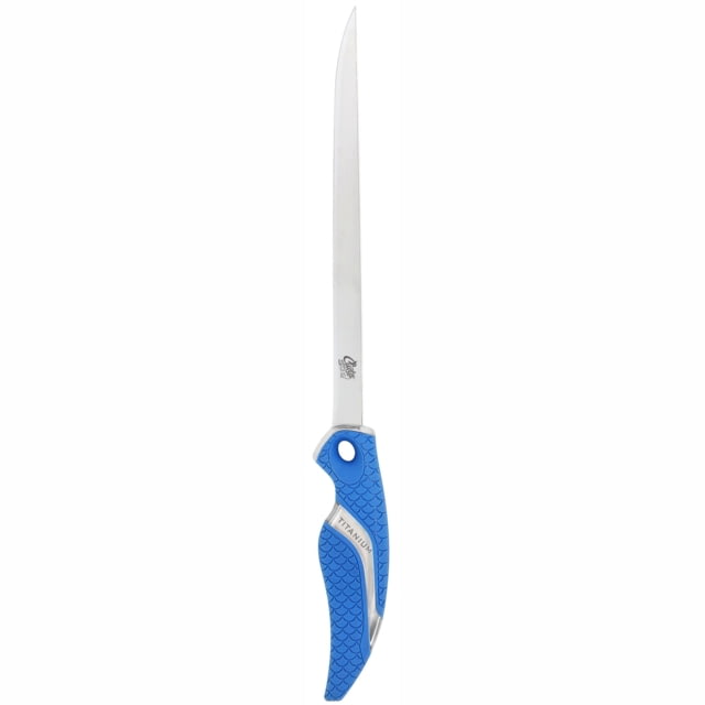 Cuda 9in Titanium Bonded Flex Fillet Knive 4116 German Stainless Steel Blade Non-Slip Cuda Scale Pattern Grips - Cuda