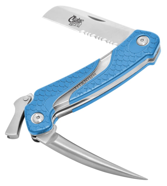 Cuda Knives Cuda Marlin Spike Folder Folding Knife3inGerman 4116 SteelPartially SerratedBlueSynthetic Handle - Cuda