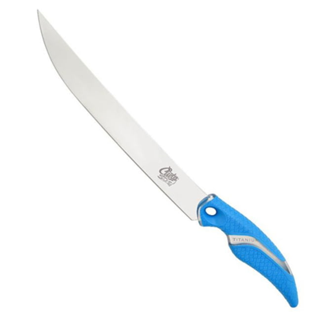 Cuda Knives Cuda Semi Flex Fillet 10 in Fixed Blade Knife 10in German 4116 Steel Standard Edge Blue Synthetic Handle - Cuda