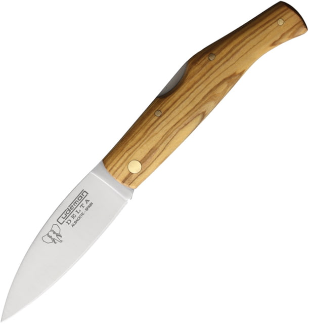 Cudeman Delta Olive Folding Knife 4.25in Closed 3.25in Satin Vanadium Molybdenum Steel Blade Olive Wood Handle - Cudeman