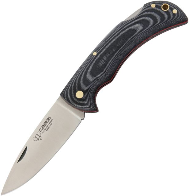 Cudeman Lockback Hunter Black Micarta Folding Knife3.5inStandard EdgeDrop Point Handle - Cudeman