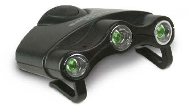 Cyclops Orion Hat Clip LED Flashlight Black with 3 Green LED Lights
