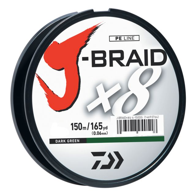 Daiwa J-Braid 8X Braided Line w/Filler Spool 150yds 15lb Dark Green
